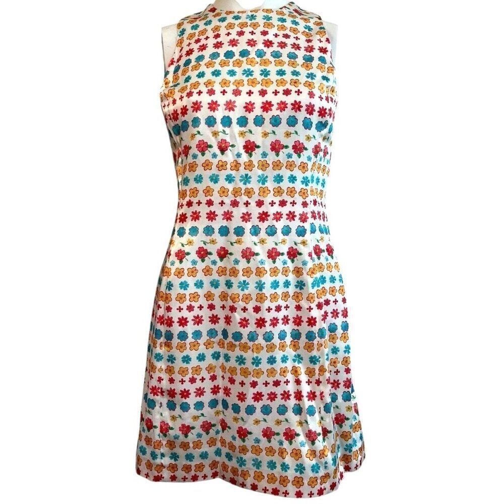 Vertigo Paris Size 4 Sleeveless Floral Fit Flare Colorful Satin A Line Dress